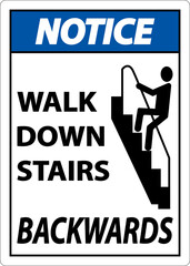 Notice Walk Down Stairs Backwards Sign