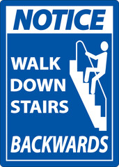 Notice Walk Down Stairs Backwards Sign