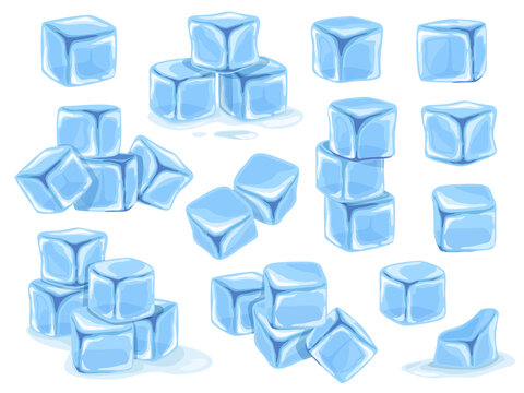 Ice cube. Melting blue ice cube, editable vector illustration