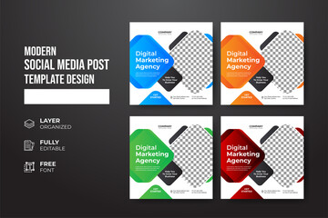Modern and creative digital marketing agency social media post template