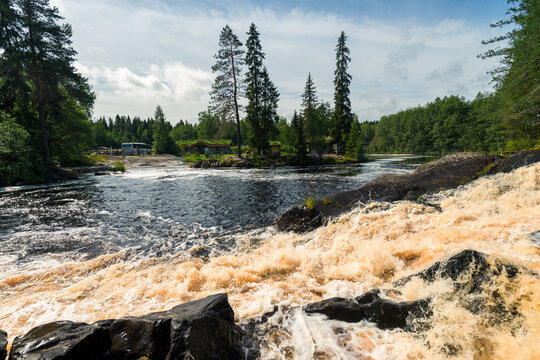 Ruskeala Falls. Wonderful natural park in northern Russia, Republic of Karelia. Not far from the town of Sortavala