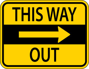 This Way Out Right Arrow Sign On White Background