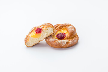 Custard bun with cherry