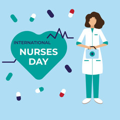 Vector illustration for international nurse day in flat style.