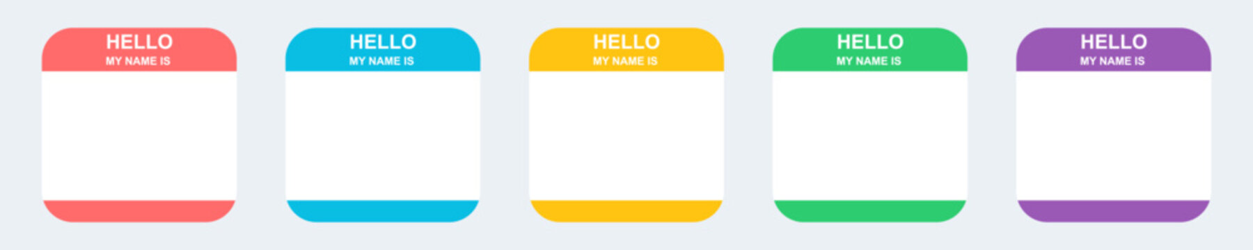 Colored blank name tag hello my name is. Template sticker or label. Identification for person.