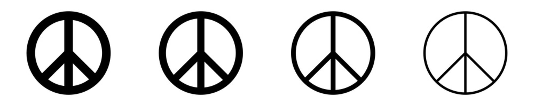 Set of Peace symbols vector icons on white background. World peace sign. Vector 10 EPS.
