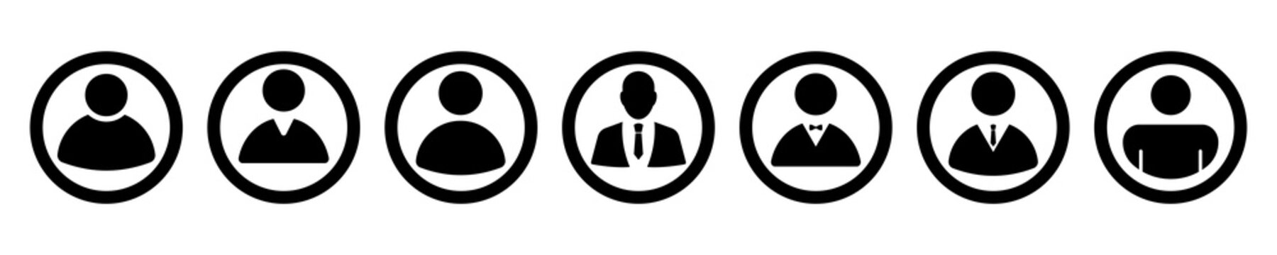 User, profile, avatar vector icons for website. Black admin pictograms for web apps. Vector 10 EPS.