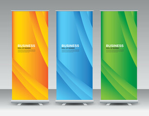 Business Roll Up banner set, roll up banner design, banner stand or flag design, j-flag, x stand, x banner, exhibition show, Stand Design, poster, ads, geometric background template, vector