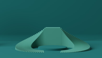 3D illustration, Modern minimalist mockup for podium display or showcase, colored background for product promotion. Abstract platform.