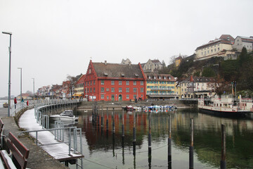 The embankment and harbor in Meersburg, Germany
