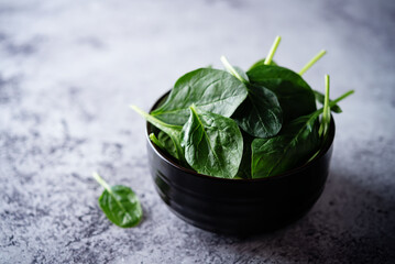 Fresh raw spinach leaves