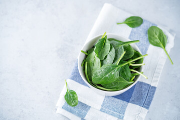 Fresh raw spinach leaves