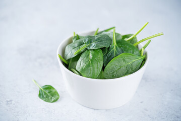 Fresh raw spinach leaves