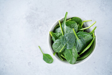 Fresh raw spinach leaves