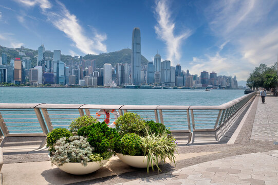 Hong Kong Promenade along Victoria Harbour.