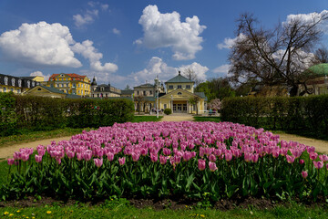 Springtime in center of the Czech UNESCO spa town Frantiskovy Lazne (Franzensbad) - Czech Republic, Europe