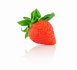 Ripe strawberry isolated on white background. Fresh ripe strawberry close-up isolated on white background