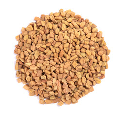 Fenugreek spice. Fenugreek isolated on white background. Fenugreek seeds macro