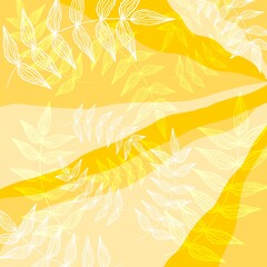 illustration of white leaves on a yellow background
