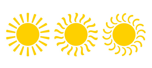 Vector set icons of sun in flat style
