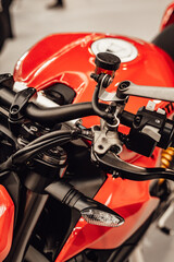 Detail of the handlebar of a custom motorbike