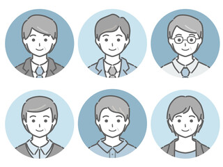 中年男性の丸アイコンセット