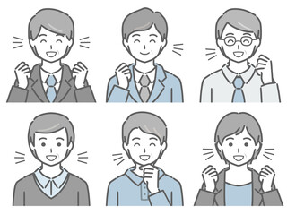 喜ぶ中年男性の上半身セット