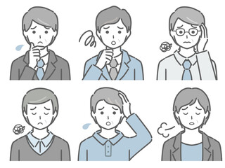 困る中年男性の上半身セット