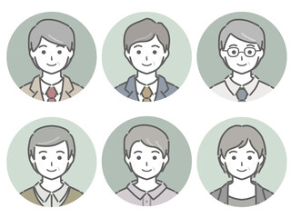 中年男性の丸アイコンセット