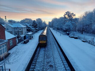railway in the snow