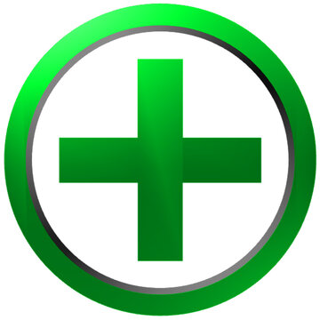 Positive sign Icon Outline. Green Plus 3D Sign Illustration.