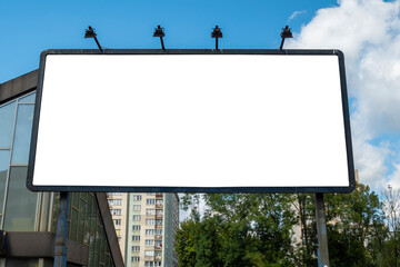 Blank white billboard for advertisement in the city