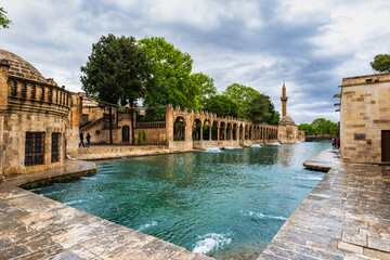Balikligol (The Fish Lake in English) in Sanliurfa, Turkey.  The historic Pool of Abraham, or Pool...