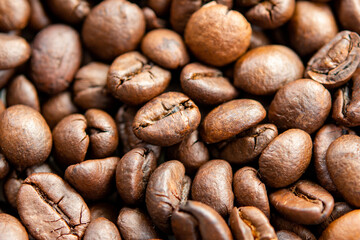 Roasted Coffee Beans background, Brown coffee beans for can be used as a background.