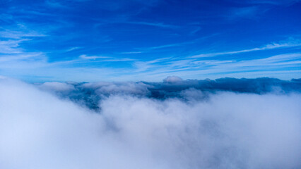 Blue sky with clouds aerial view