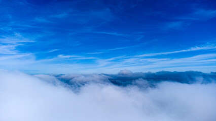 Blue sky with clouds aerial view