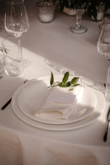banquet table in restaurant with flowers decoration