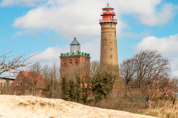 Fototapeta na wymiar Leuchtfeuer (beacon) Kap Arkona on Insel Rügen (island) in the state of Mecklenburg Western Pomerania (Mecklenburg Vorpommern) Germany