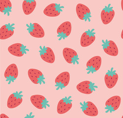 Strawberry seamless pattern. Cute style. Vector illustration.