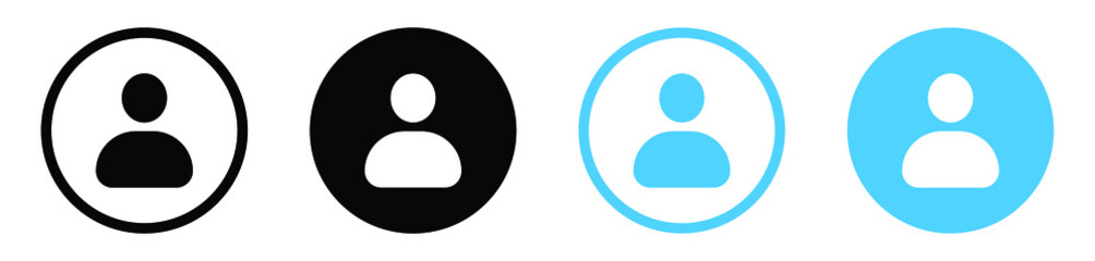 profile user icon, login account sign, male person profile avatar symbol in circle	