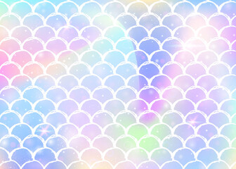 Kawaii mermaid background with princess rainbow scales pattern.