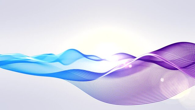 4k Footage of Abstract Wave Particle and Lines over white Background, Digital Technology and Innovation Concept