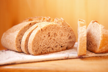 Sliced fresh wholegrain bread on the table