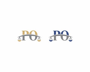 Letters PO Logo With Scale of Justice Logo Icon 001