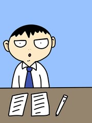 cute man cartoon on blue background