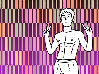 cute man cartoon on colorful background
