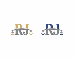 Letters RJ Logo With Scale of Justice Logo Icon 001