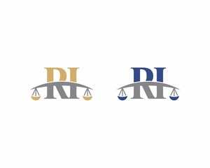 Letters RI Logo With Scale of Justice Logo Icon 001