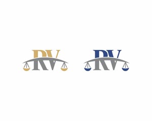 Letters RV Logo With Scale of Justice Logo Icon 001