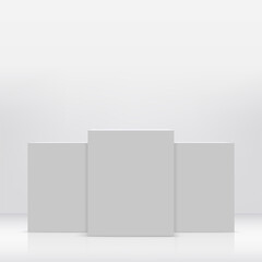 White podium in white background for product presentation. Vector